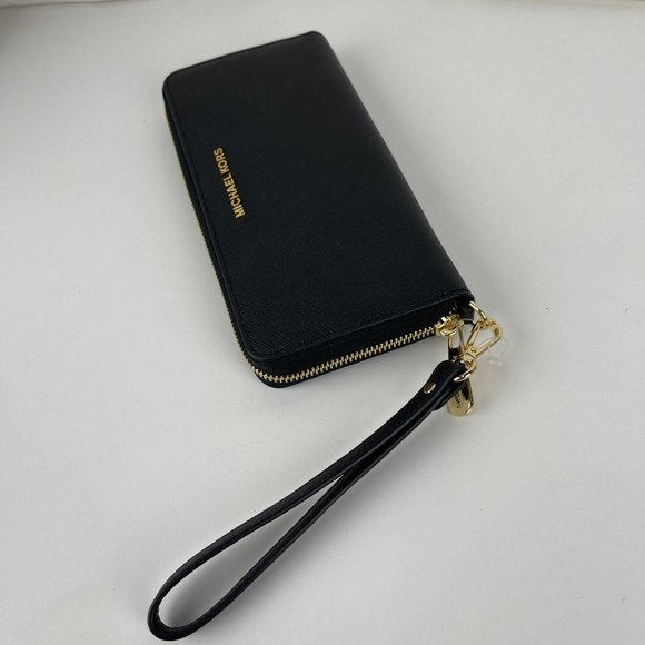 New Michael Kors Black Saffiano Leather Zippered Wallet - Picture 3 of 4